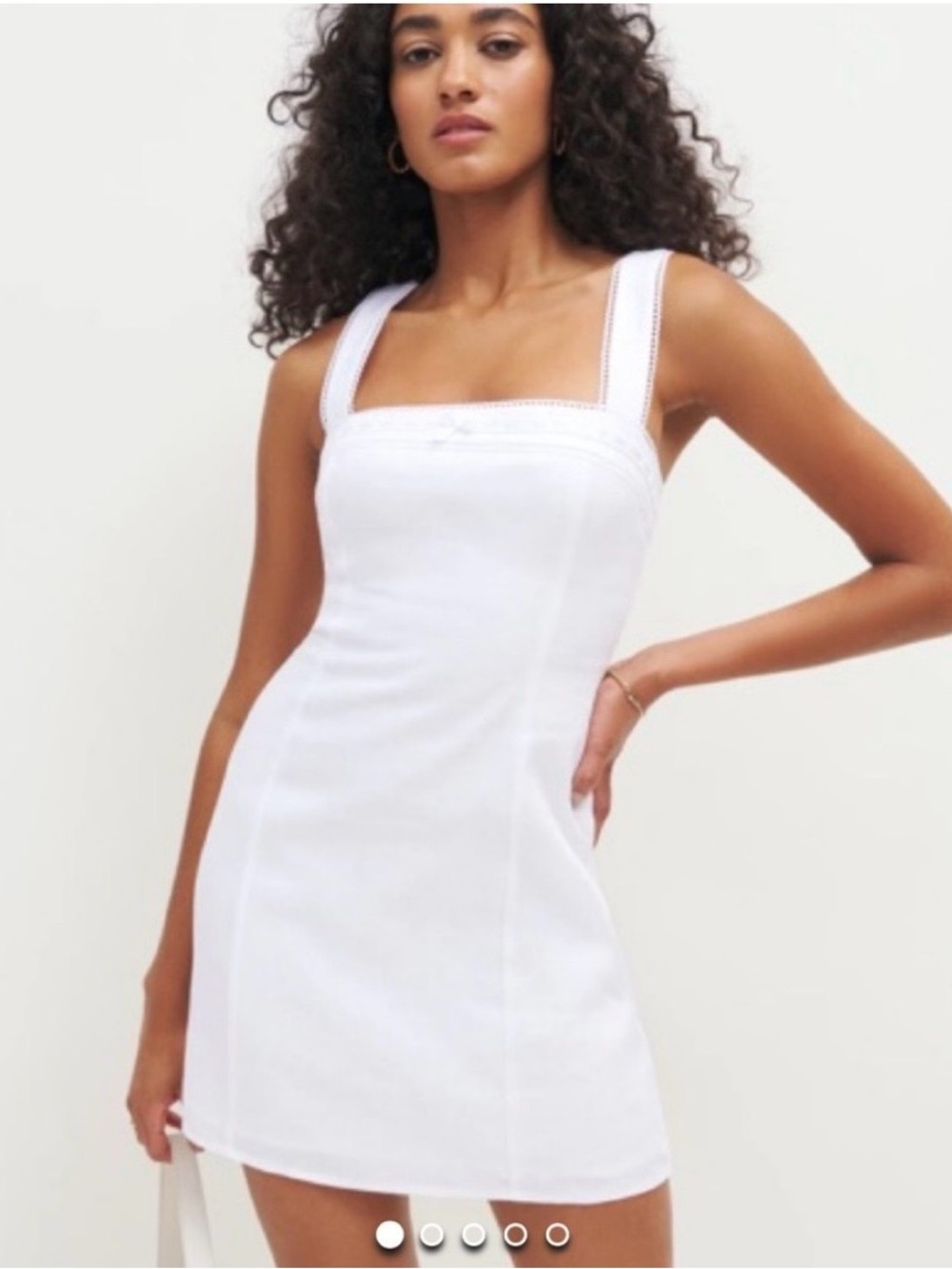 Reformation Elana White Square-Neck Mini Dress